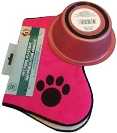 Greenbrier Pink Pet Bowl Placemat e rosa aço inoxidável cachorro tigela, conjunto de 2