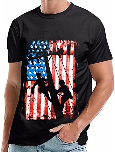 Camiseta de verão bmisegm camiseta masculina tshirts masculino de bandeira americana camiseta patriótica de manga curta Independência algodão