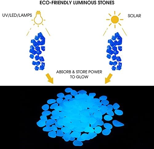 Ogifoahc brilha nas rochas escuras, pedras brilhantes não tóxicas para uso como acessórios de aquário/tanque de peixes ou decoração/caminho