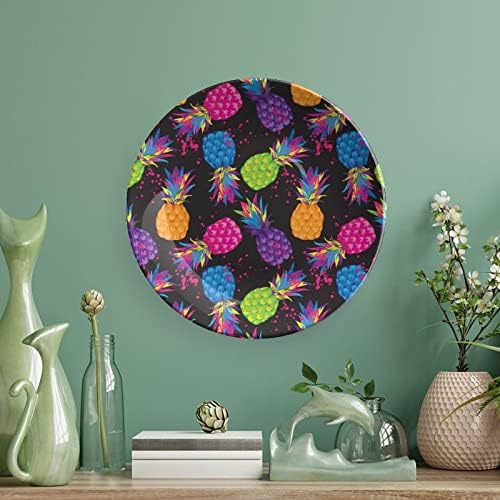 Placas decorativas de o osso de cerâmica de abacaxi brilhante com ornamentos pendurados para pendurar pratos de jantar