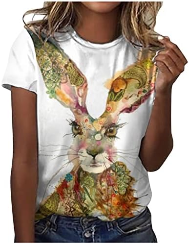 Camisas do dia da Páscoa para mulheres engraçadas Tops impressos de coelho