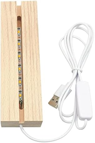 Fialame LED Wood Display Base-Rectangle Crystal USB Stand para Arte da Resina