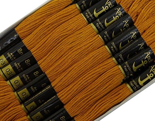 IBA IndianBeautifullart Anchor Hand Cross Stitch encalhado Bordado de algodão Floss Pack de 25 skeins-Mustard Amarelo