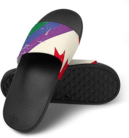 Bandeira LGBT gay Grunge com sandálias de bandeira do Canadá não deslizam chinelos de dedão do pé para massagem banheira de spa de chuveiro