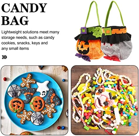 Zerodeko Halloween Candy Bag 2 PCs Halloween Pumpkin Bucket Bucket ou tratar a bolsa de cesta de doces Bag Jack o Lanterna Sacos de presente de tecido para festas de Halloween Favor de suprimentos