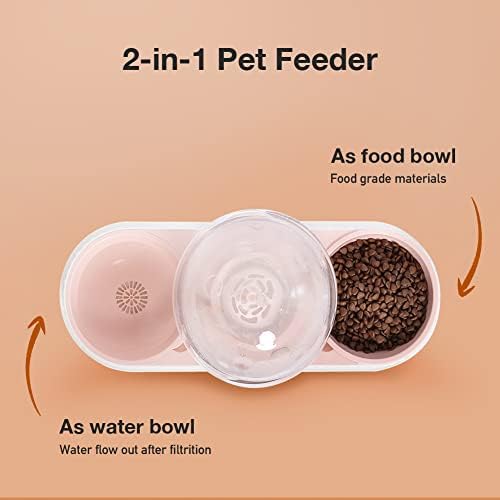 Awplaland Gravity Water Bowl para cães, 2 em 1 alimentador de gravidade Gato alimentos secos e água, 1,5L de tigela de gato