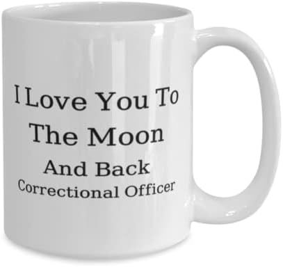 Oficial Correcional Caneca, eu te amo até a lua e as costas, oficial correcional, idéias de presentes exclusivas
