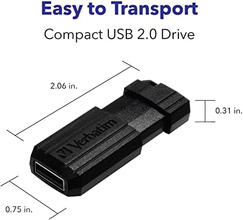 Verbatim 32GB Pinstripe Recutable USB 2.0 Flash Thumb Drive com Microban Antimicrobian Product Protection - Business 10pk - Black