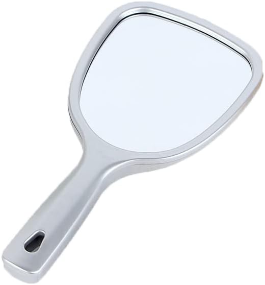 Espelho cosmético de mão brilhante, espelho com alça, espelho de dupla face cosmético portátil, que pode ser usado em salões
