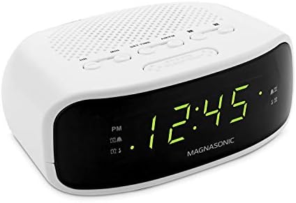 Rádio de relógio AM/FM Digital Magnasonic com backup de bateria, alarme duplo, sono e funções de soneca, opção de escurecimento