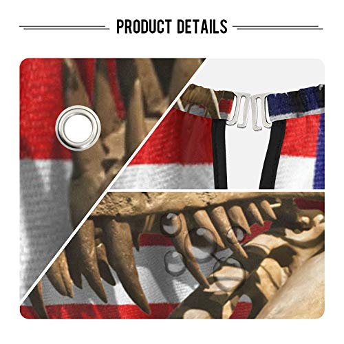 Cabo barbeiro profissional e avental de barba 2 em 1- Tiranossaurus rex esqueleto na bandeira dos EUA Cabina de corte de cabelo com 2 xícara de sucção, cabeceira resistente a manchas para crianças e adultos