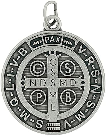Pacote de três medalhas de Saint Benedict | Metal de tons de prata | Patrono Santo dos Estudantes e Europa | Grande presente