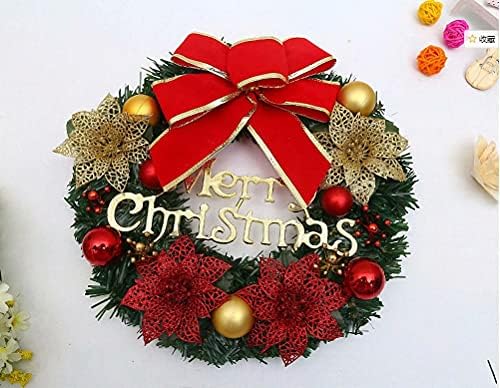 Greante de Natal de 12 polegadas, grinaldora artificial de pinheiro com sinos de bowknot sinos de bagas vermelhas, guirlanda de porta da frente da fazenda para decoração de férias de Natal de inverno Ornamento