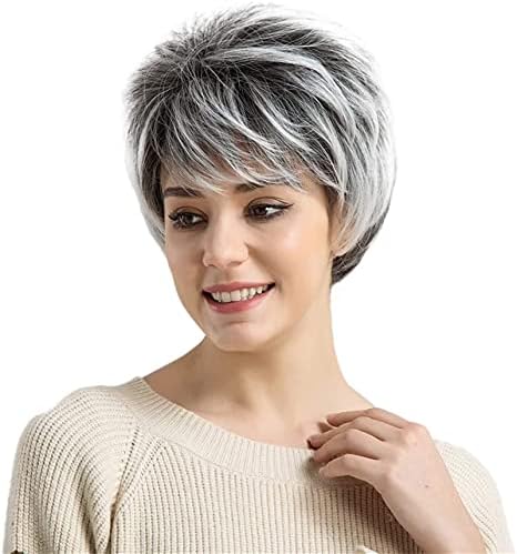 Peruca de substituição de cabelo xzgden, 10 '' mulheres curtas peruca straight natura