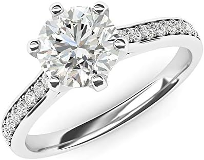 14K White Gold 2 Carats Classic Classic 6-Prong simulou diamante ou moissanita anel de noivado Stones Promova o anel de noiva