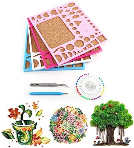 4pcs kits de quilling de papel, placa de molde+tweezer+pinos+kit de ferramenta com fenda DIY Design Desenho Handcraft Tool