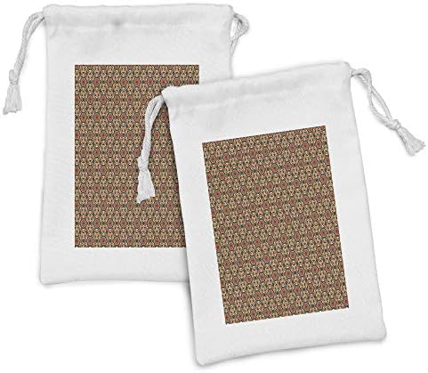 Conjunto de bolsas de tecido de mosaico de Ambesonne de 2, padrões de azulejos de cerâmica floral marroquina orientais,