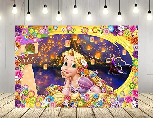 Cenário da princesa Rapunzel para suprimentos de festas de aniversário emaranhado Banner para o chá de bebê para decoração de festa de aniversário 5x3ft