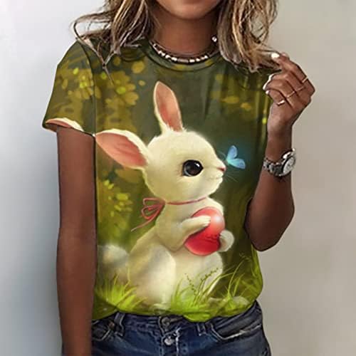 Camisas de Páscoa para mulheres camiseta gráfica de coelho