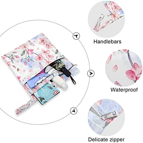 Kigai rosa Pêssego Blossom Sacos secos úmidos para fraldas de pano de bebê Sacos molhados reutilizáveis ​​com 2 bolsos para