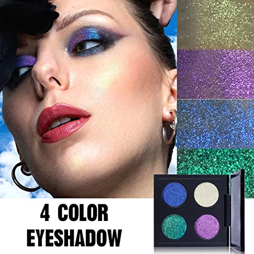 La Catrina 4 coloras duocromáticas duocromáticas, maquiagem brilhante dos olhos brilhantes, pigmentos altos pigmentos de