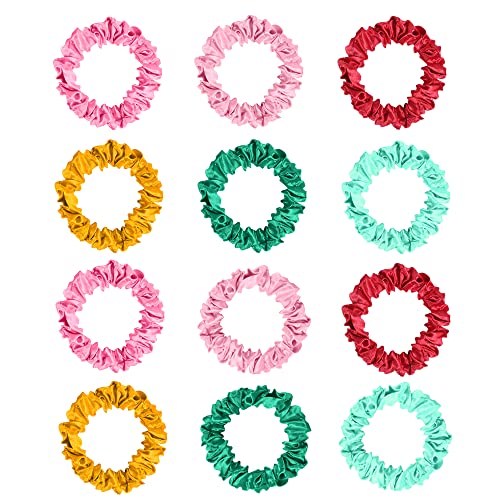 12pcs cetim scrunchies de cabelo, cabelos de cetim confortáveis ​​faixas elásticas de cabelo de rabo de cavalo acessórios de cabelo