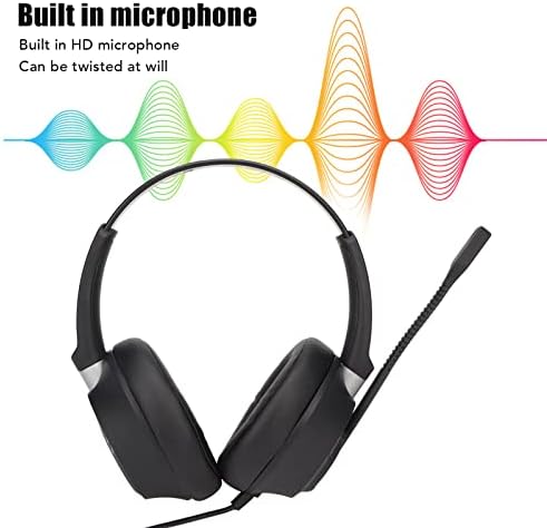 Fone de ouvido Goshyda de 3,5 mm com microfone, fone de ouvido de fone de ouvido de computador de cancelamento de ruído, ajuste