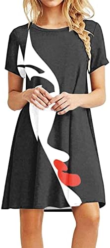 Vestidos de praia Sutwoen para mulheres 2023 Moda Tie-Dye Sundress vestido casual de camiseta solta Mini vestido de