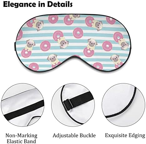 Pink Funny Pug e Donut Eye Mask Sleep Beldfold com Blocos de cinta ajustável Blinder Night para viagens Sleeping Sleeping Yoga