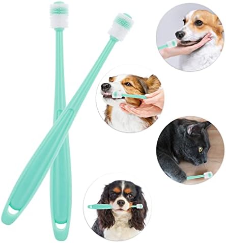 Escova de dentes de cão de gato de 360 ​​graus, 2 pedaços escovas de dentes de silicone de gato com caixa de armazenamento manual de