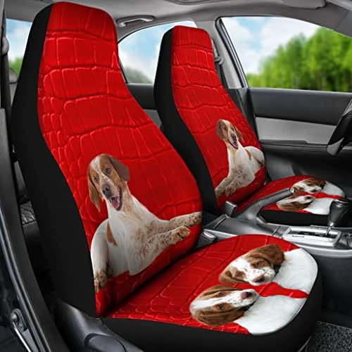 Brittany Dog On Red Print Car Seat Capas Universal Fit Capas de assento de carro - Brittany Dog em tampas de assento de carro
