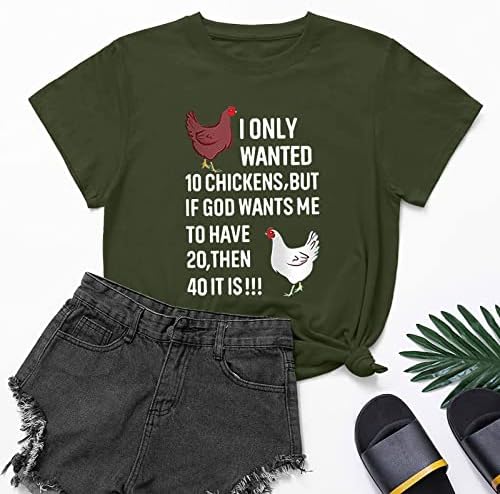 Camisa feminina Livra desejada 10 galinhas letra de camiseta imprimida engraçada casual shorl sleeve novidade feminina camisetas tops
