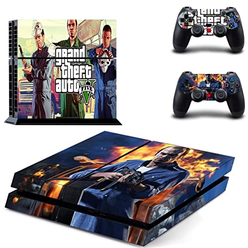 Game Grand GTA Roubo e Bauto PS4 ou PS5 Skin Stick para PlayStation 4 ou 5 Console e 2 Controllers Decal Vinyl V5005