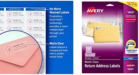 Avery Clear Eask Peel Shipping Rótulos para impressoras a jato de tinta 2 x 4, pacote de 100, etiquetas de endereço de retorno