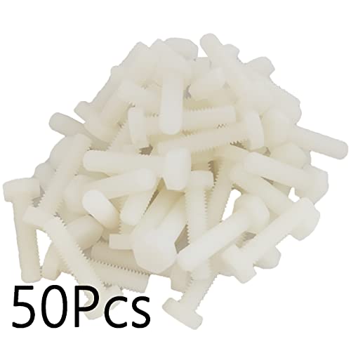 NACX M6 x 25mm de nylon parafusos de tampa da cabeça da cabeça, rosca completa, métrica, 50pcs