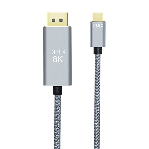 DCHAV 8K USB-C para exibir o cabo de 3 pés de 3 pés a 144Hz 8k@60Hz 2k@165Hz USB para DP Adaptador Display Porta Cord Nylon Conector de alumínio trançado para monitor