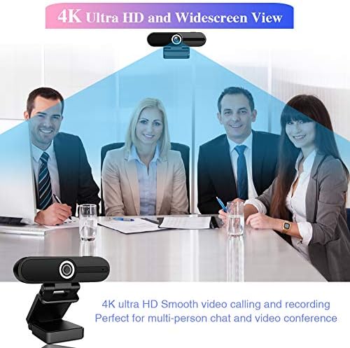 Webcam HZQDLN 4K com microfone, câmera da web de computadores de computadores de desktop para laptop de 8MP, webcams USB para chamadas de vídeo gravação de gravação de videoconferência de vídeo, webcam com tripé ， obturador de privacidade