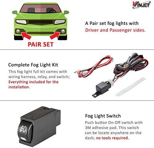 Série OEM WinJet para [2012 2013 2014 2015 Scion FR-S] Driving Fog Lights + Switch + Kit de Fiação
