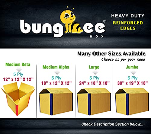 Bungbee grandes caixas de papelão corrugadas 30 polegadas x 19 polegadas x 18 polegadas, 5 dobras - dever pesado com bordas reforçadas - conjunto de 2