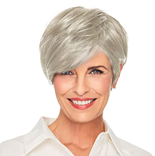 Gabor Noção Essentials Collection Wig Cap, Pixie curto com camadas longas de Hairuwear, cinza claro