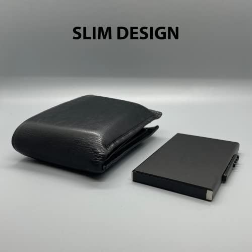 Carteira pop -up minimalista - Titular de cartões da moda - Proteção RFID e capa de cartão bancário de metal esbelto - com presente