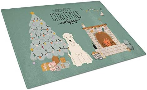 Tesouros de Caroline CK7624LCB Soft Coated Wheaten Terrier Christmas Todo mundo Tábua de corte de vidro grande e decorativo