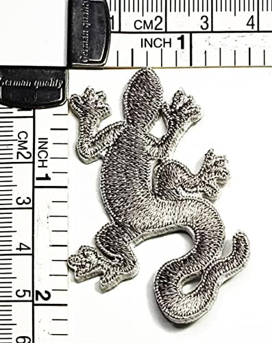 Kleenplus 3pcs. Grey Lizard Patch Crafts Artes Reparar Reparo de salamandra Gecko Lizard Cartoon Ferro bordado em costura em manchas de crachá para tampas de mochila de jeans de jeans diy