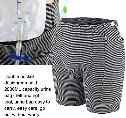 Calça de cuidados com incontinência, calça de urina de roupas íntimas do cateter com design de bolso duplo fácil de limpar um tecido