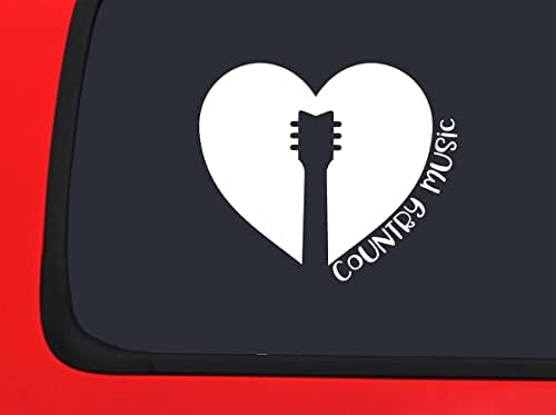 Adesivo de carro Love Music Country Heart Guitar Soul Southern Cowboy Carneca Decalque de decalque branco 7 polegadas