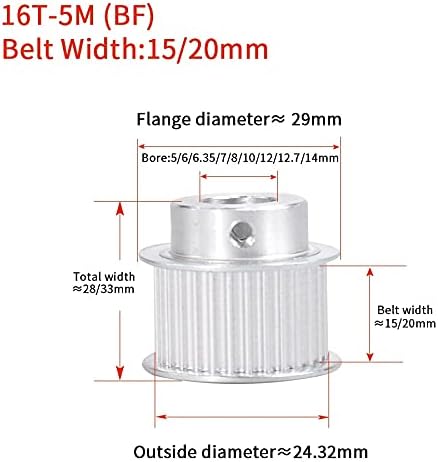 Zhengguifang arco profissional 16 dentes htd 5m polia de tempo, furo 5/6/6,35/7/8/10/21/14mm para largura 15/20mm Htd5m Polia de