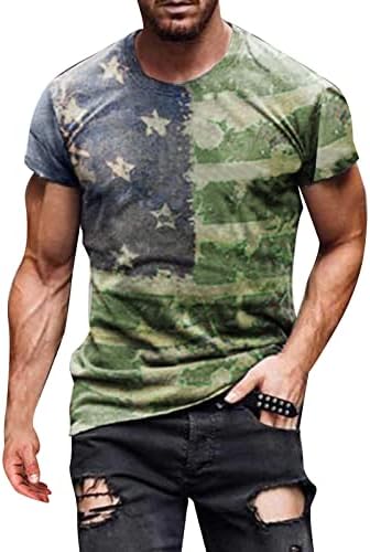 Camisetas patrióticas ubst para homens, moda de verão de manga curta 4 de julho American Flag Graphic Tee Tops Casual Tshirts