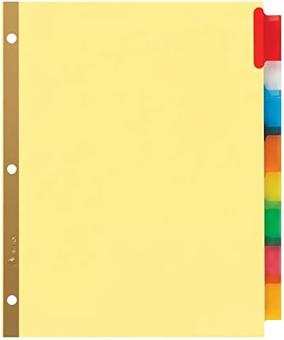 Divisores de fichário de 8 tabelas de 8, inseríveis grandes guias multicoloras, 1 conjunto