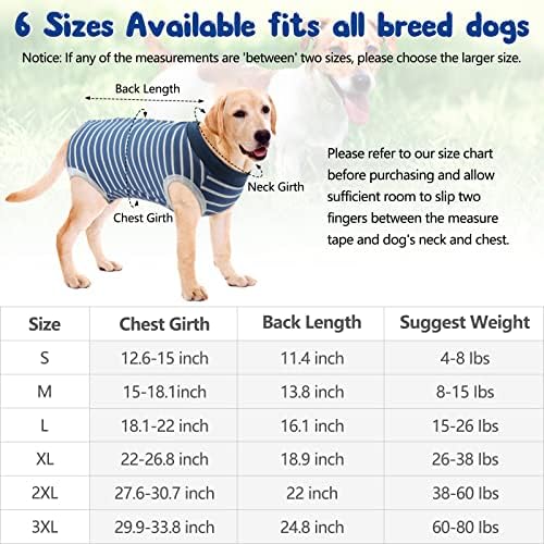 Rypet 2 Pacote para a cirurgia para cães Camisa de recuperação de feridas abdominais para fêmeas de animais de estimação