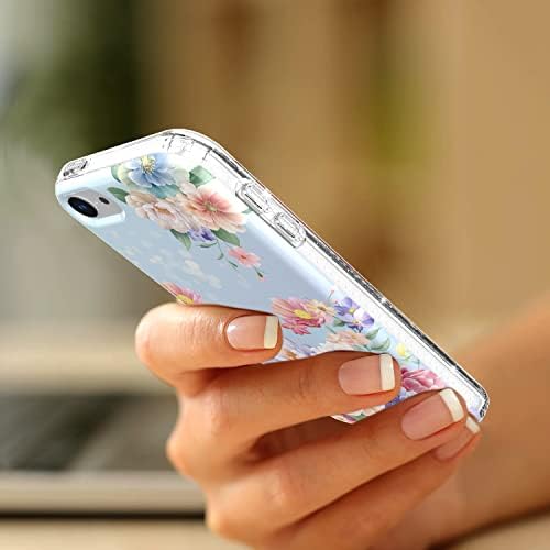 Idystar Compatível com iPod touch 7ª geração Caso para meninas mulheres, brilho Sparkle Clear Floral Design Tampa, Proteção